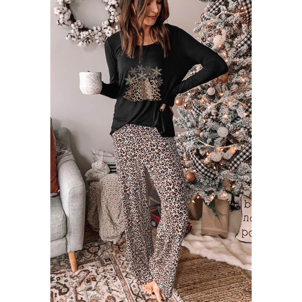 Christmas Leopard Two-piece Lounge Set