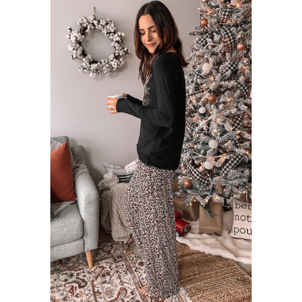 Christmas Leopard Two-piece Lounge Set