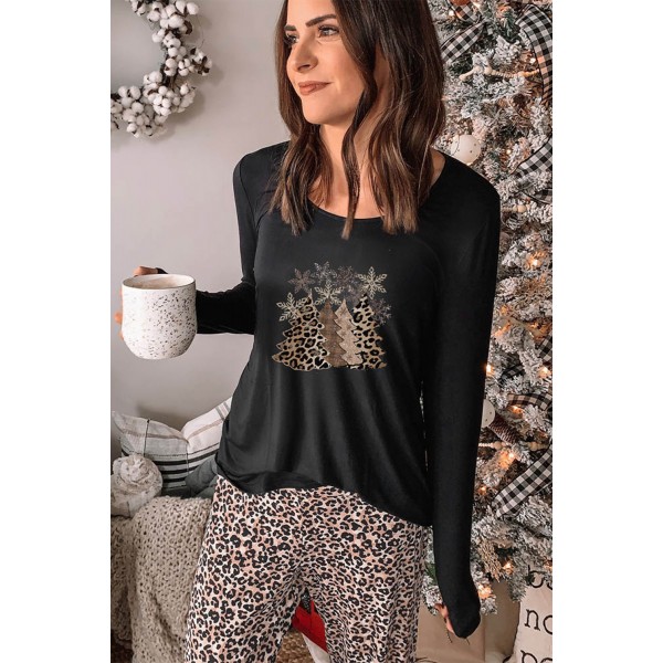 Christmas Leopard Two-piece Lounge Set