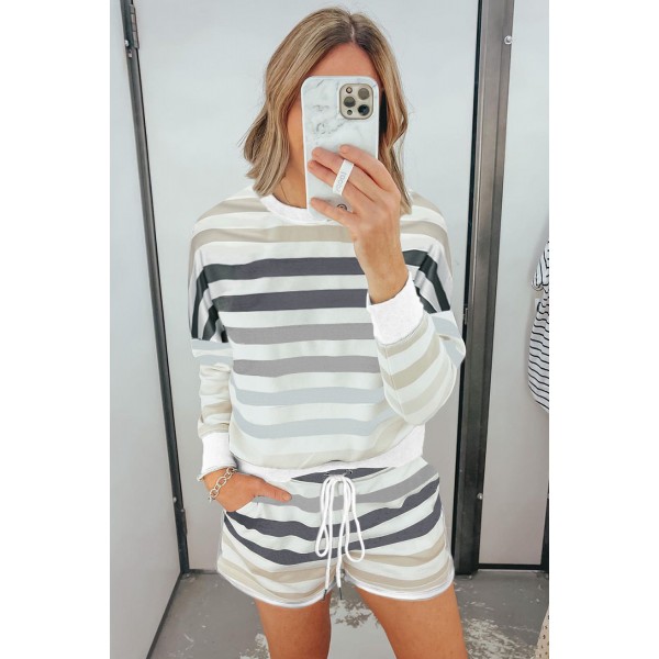 Gray Gradient Stripes Home Casual Suit