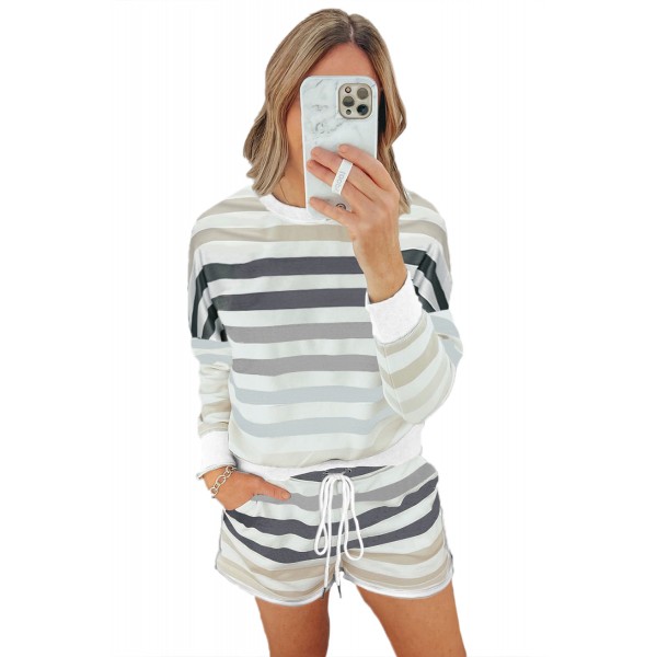 Gray Gradient Stripes Home Casual Suit