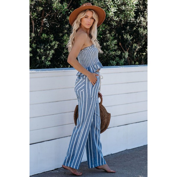 Smocked Striped Tube Top and Pants Set