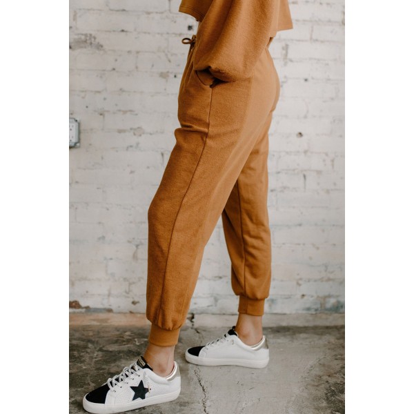Letter Print Long Sleeve Crop Top and Elastic Waist Pants Set