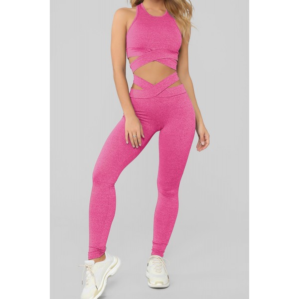 Rose Crisscross Sports Bra and Leggings Set
