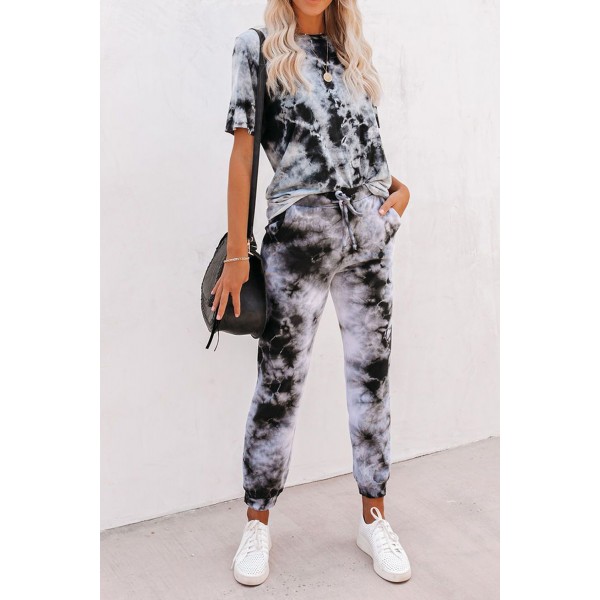Gray Tie-dye Tee and Sweatpants Sports Wear